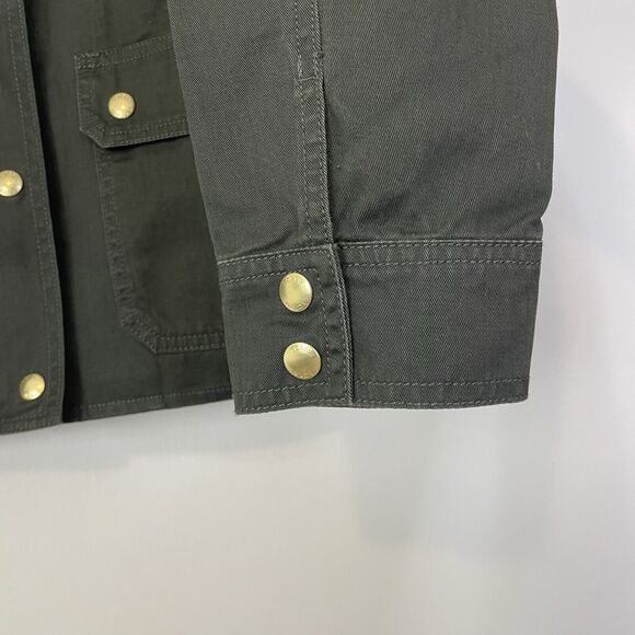 J. Crew Factory Resin Coated Twill Field Jacket Mossy Brown Petite Large‎ AL227 - Picture 7 of 10